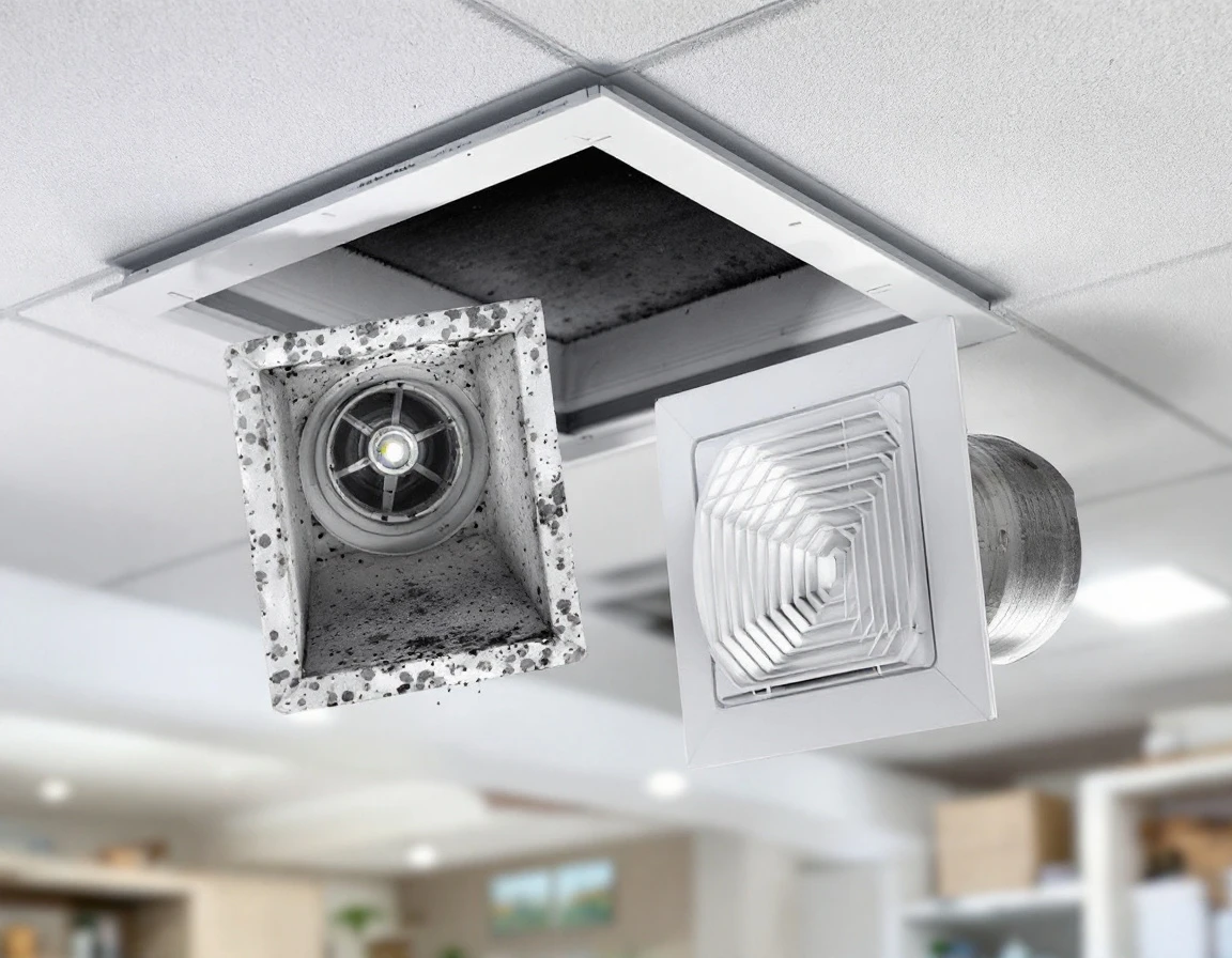 Microbial growth and mold contamination inside an HVAC air duct system