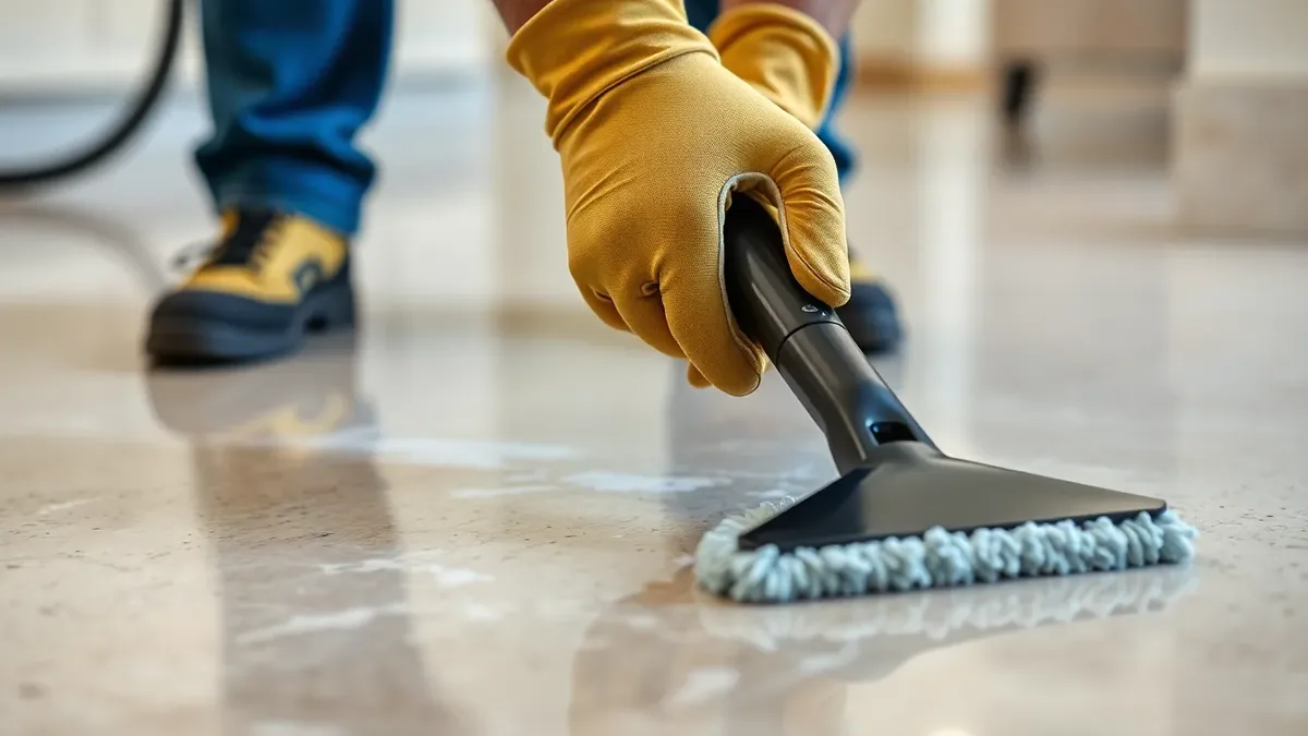 Detailed polished natural stone floor cleaning — Pro-Fresh Houston