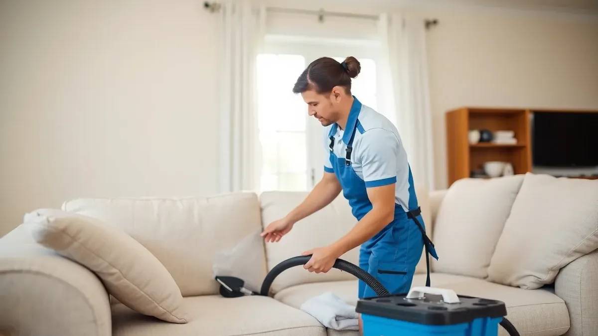 Professional clean upholstered sofa cleaning service — Pro-Fresh Houston