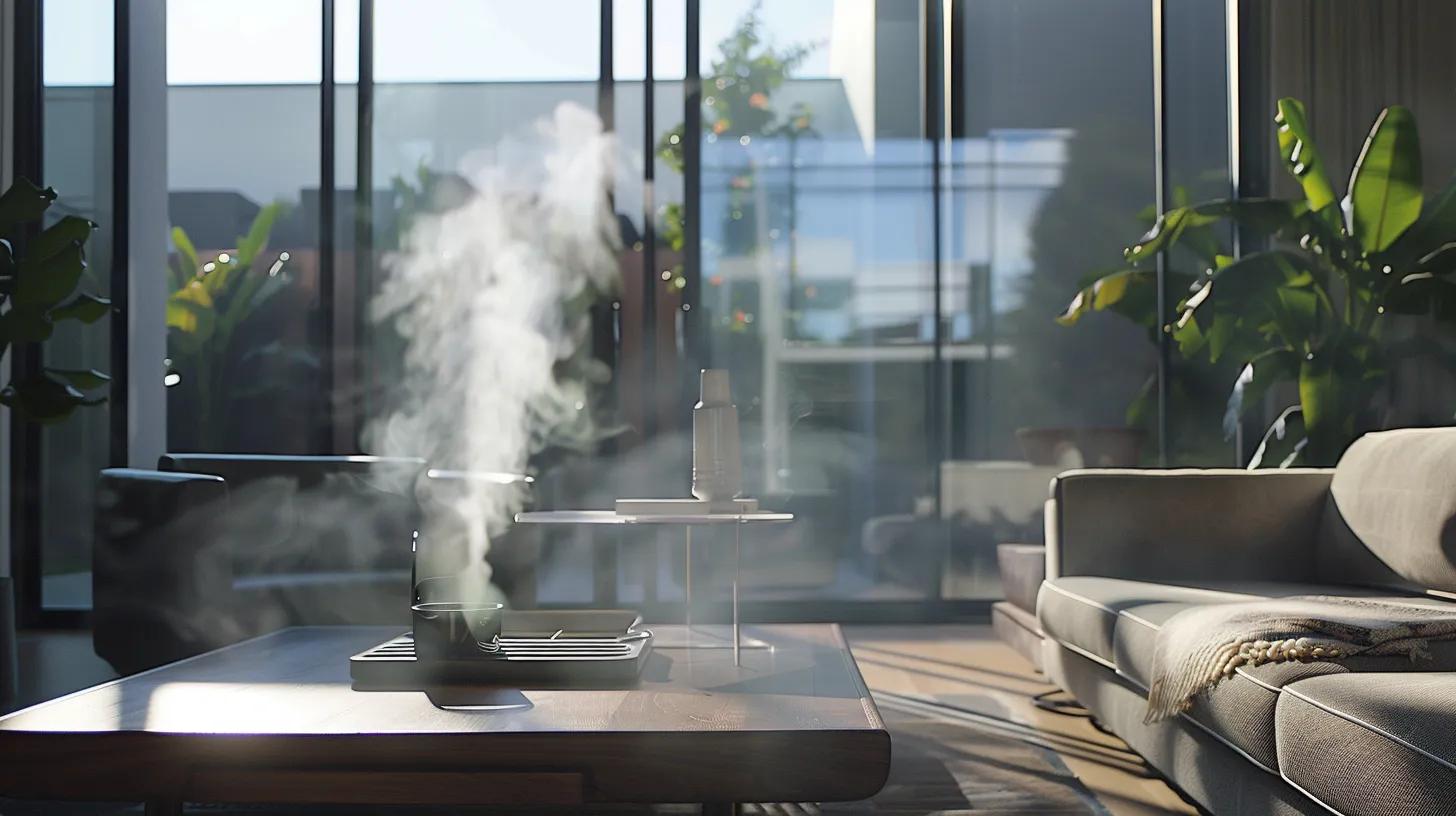 a modern houston living room showcases a sleek air duct cleaning system in action, with clear air streaming out, highlighting the transformation of indoor air quality in a stylish, contemporary setting. a modern houston living room showcases a sleek air duct cleaning system in action, with clear air streaming out, highlighting the transformation of indoor air quality in a stylish, contemporary setting.