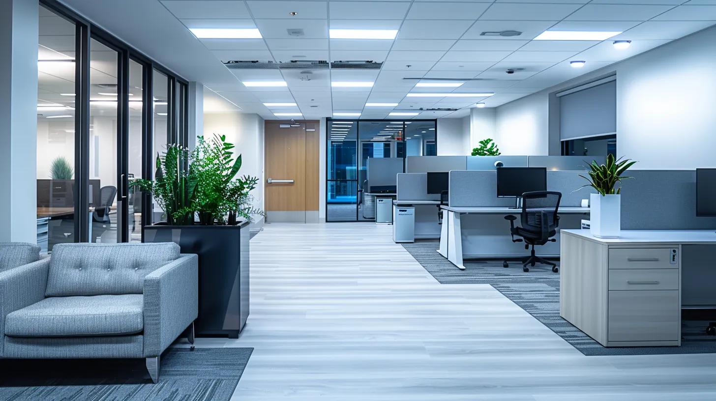 a sleek, modern hvac system in a pristine office environment, showcasing clean, gleaming ducts that emphasize superior airflow efficiency and lower energy costs, illuminated by bright, focused overhead lighting for a sharp, professional aesthetic.