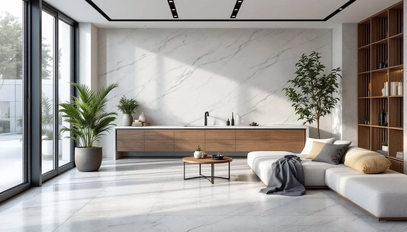 Marble floor being professionally cleaned and polished in a Houston home